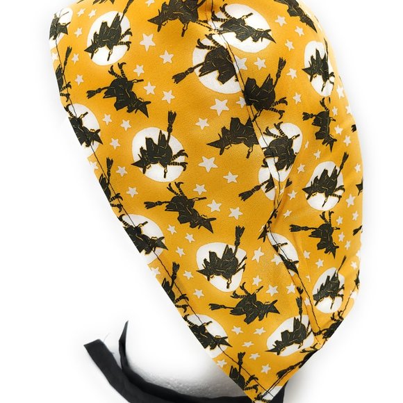 Flying Witch Broomstick Halloween Scrub Cap - Picture 2 of 8
